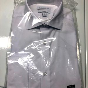 White Calvin Klein Dress Shirt with French Cuffs 15.5 neck 34/35 sleeve